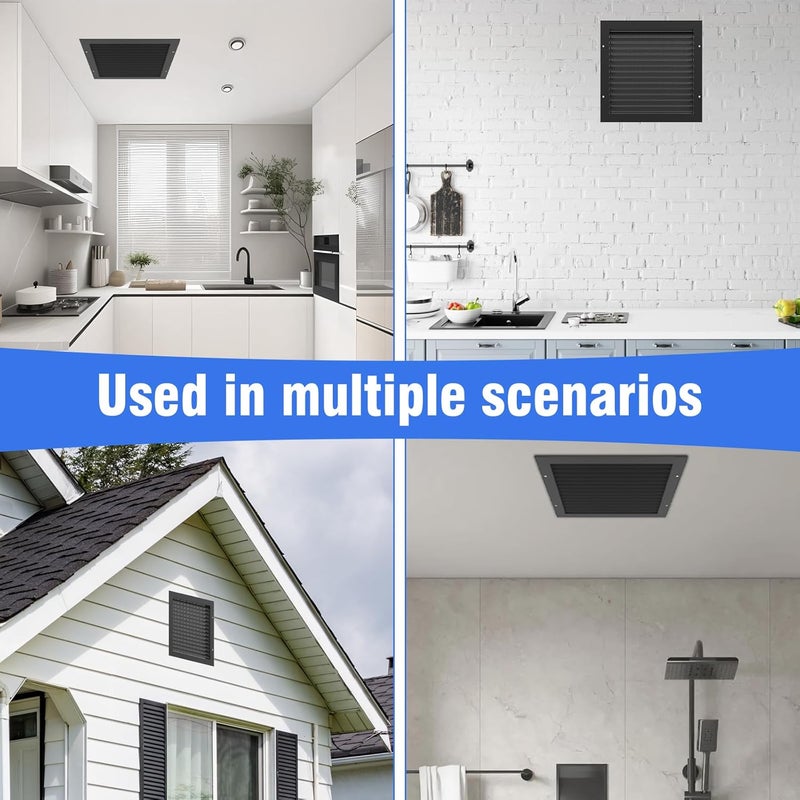 Elecoman 2pcs 12" X 12" Aluminum Gable Vent,Metal Attic Vents with Screen,Stylish Design Return Air Grill,Enhance Air Circulation,Perfect for Storage Shed/Home Attic/Garage/Sidewall/Ceiling(Black)… - Image 5